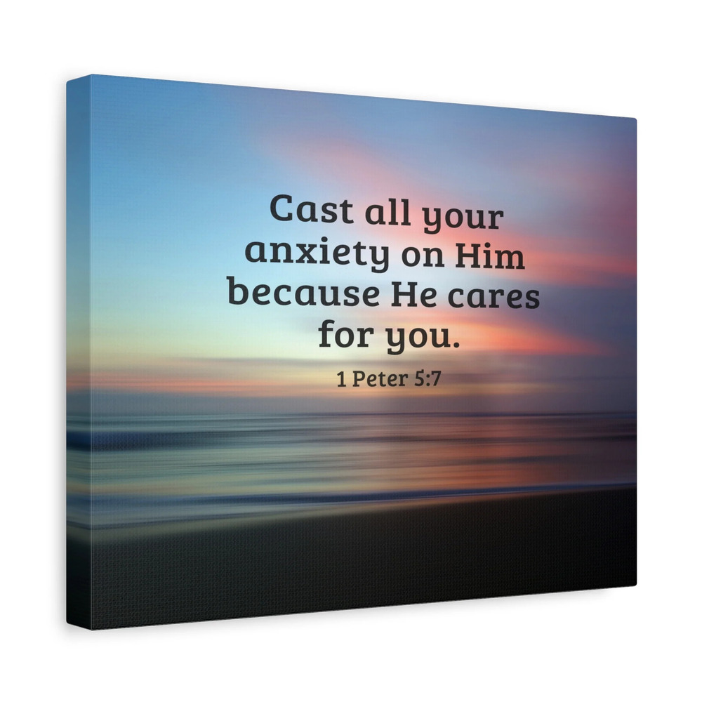 Scripture Walls He Cares For You 1 Peter 5:7 Bible Verse Canvas Christian Wall